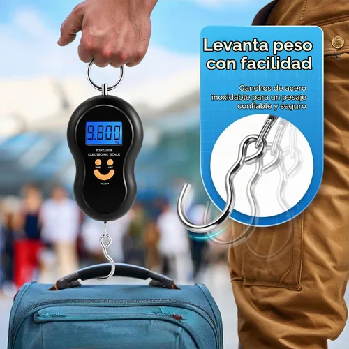 Vista 3 de Flexzion Báscula de peso portátil para equipaje, capacidad de peso de 110 libras, báscula de equipaje digital de viaje con pantalla LCD