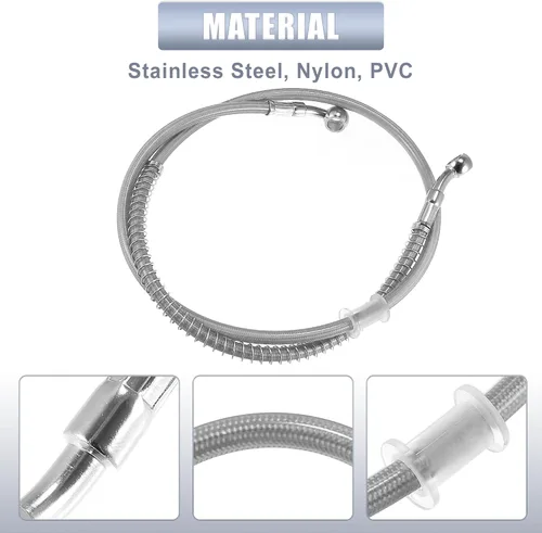 Vista 5 de Motoforti 39.37 pulgadas de longitud 0.394 in ID motocicleta línea de freno hidráulico tubo de manguera de aceite de acero inoxidable trenzado cable