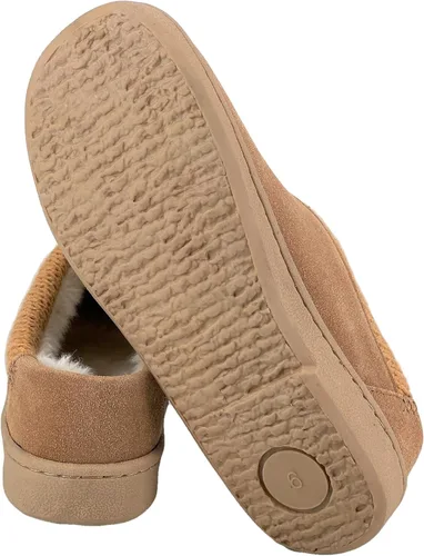 Vista 6 de Clarks Pantuflas de gamuza para mujer JMH2175 con cuello de punto, forro de piel sintética de felpa suave, pantuflas de casa para interiores