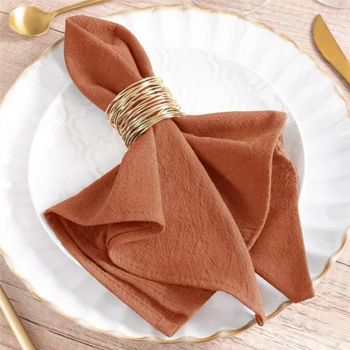 Vista 12 de Servilletas de tela natural de lino de algodón Boho rústico mesa de cena Beige