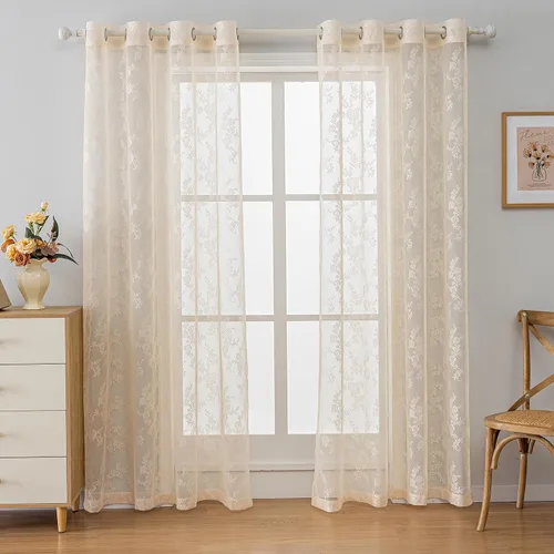 Vista 10 de Anytime Paneles de Cortinas Transparentes Arcoíris para Sala de Estar Elegantes Juegos de Tratamiento de Ventanas Translúcidas Filtrantes de Luz