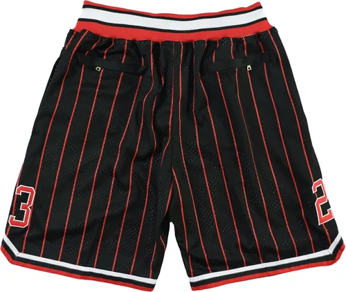 Vista 2 de Pantalones cortos de baloncesto para hombre, pantalones cortos de malla retro bordados con bolsillos, para fanáticos de la escuela secundaria