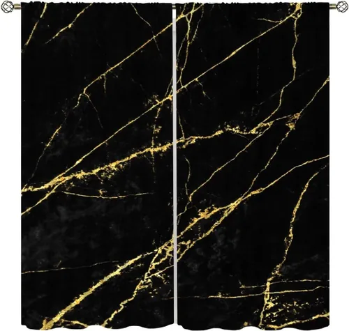 Vista 9 de Cortinas de mármol para dormitorio, arte abstracto moderno de lujo, textura de mármol blanco y negro, tratamiento de ventana para sala de estar