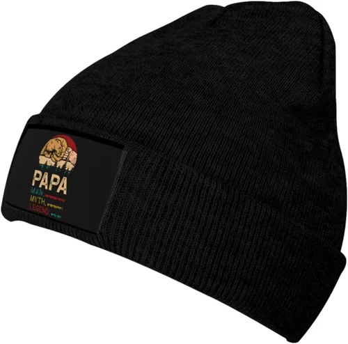 Vista 2 de Papa Man Myth Legend Black Beanie Hat Winter Warm Knitted Skull Cap