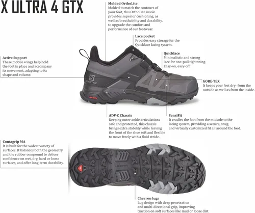 Vista 2 de Salomon Hombre X Ultra 4 GTX senderismo, Verde, negro, D(M) US