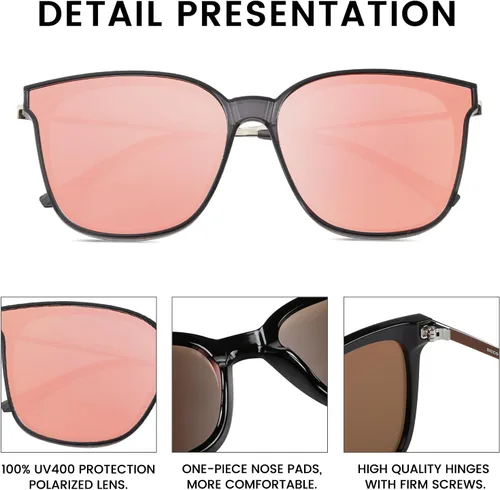 Vista 4 de Duco - Lentes de sol redondos vintage para mujeres y hombres con protección UV de moda para la playa