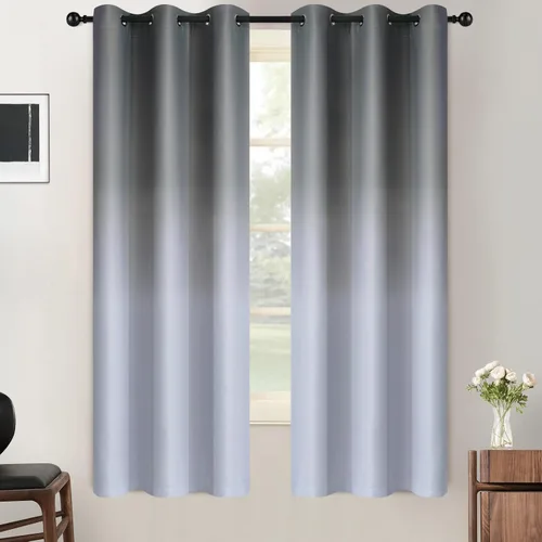 Vista 108 de SimpleHome Cortinas degradadas degradadas para oscurecer la habitación de 36 pulgadas de largo para dormitorio, con ojales y bloqueo de luz Negro