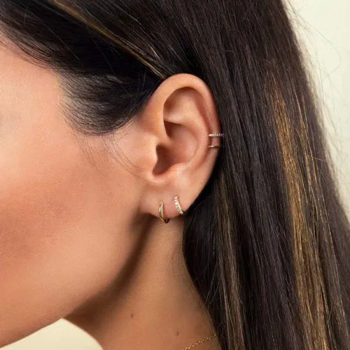 Vista 4 de Aretes de aro Huggie para mujeres y hombres, acero inoxidable quirúrgico 316L, 0.236 in, 0.315 in, 0.394 in, para hombre, aretes de aro