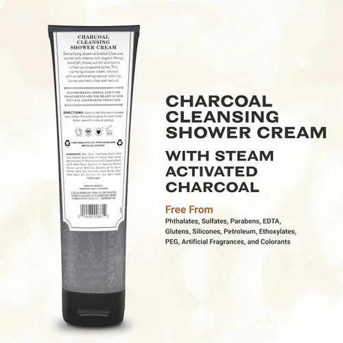 Vista 2 de The Grandpa Soap Company Crema de ducha limpiadora de carbón, aclara y restaura los poros congestionados, con carbón activado y aceite de semilla