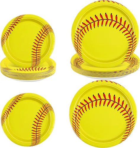 Vista 8 de ADXCO Paquete de 48 platos de béisbol de 9 pulgadas y 7 pulgadas, platos redondos de papel de béisbol para decoración de fiestas de cumpleaños
