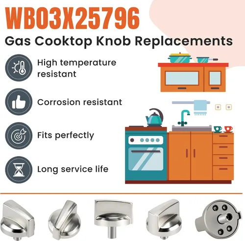 Vista 3 de AMI PARTS WB03X25796 Pomo de cocina de gas para perfiles G-E/reemplazo de perillas de estufa de gas, reemplaza WB03T10326 AP5986232 PS11721433