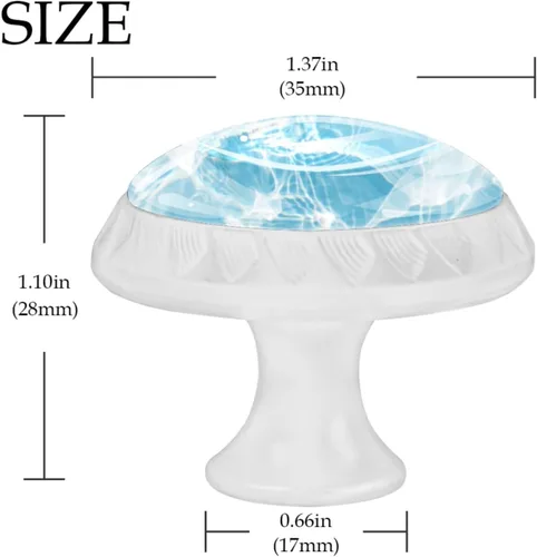 Vista 4 de 4 pomos de cristal de superficie de agua azul para gabinete, 1.378 in, forma circular, cajones de cocina, aparador, armario, tiradores