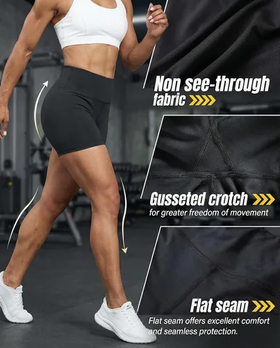 Vista 2 de TELALEO Paquete de 5 pantalones cortos de voleibol de elastano para mujer 5 negro (5 pulgadas)