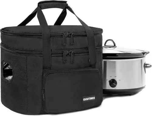 Vista 2 de Bolsa de viaje para olla de cocción lenta, doble capa aislada, compatible con olla de cocción lenta de 6 a 8 cuartos de galón, transportador