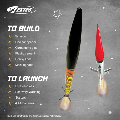 Vista 4 de Estes 1469 Tandem X Rocket Launch Set, conjunto de modelo de cohete volador preconstruido para principiantes para edades de 10+, incluye sistema