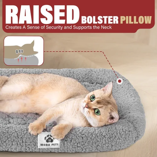 Vista 4 de Mora Pets Cama Autocalentable para Gatos, Almohadilla Autocalentable para Mascotas con Refuerzo y Espuma, Funda Extraíble Lavable, Antideslizante