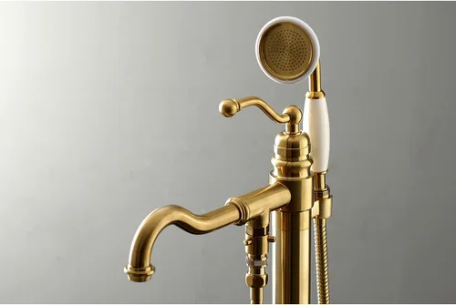 Vista 4 de Kingston Brass KS7137ABL - Llenador de bañera romano independiente con ducha de mano, latón cepillado Cobrizo cepillado
