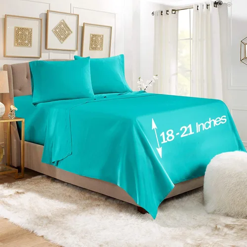 Vista 35 de Empyrean - Juego de 4 sábanas bajeras de bolsillo extra profundo de 110 GSM, juego de 4 sábanas de bolsillo extra profundo de 110 GSM, sábanas