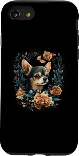 Vista 8 de iPhone 12 mini Chihuahua Lindo perro Hermoso Flores Niña Estuche para plantas