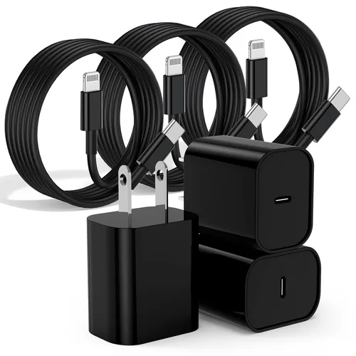 Vista 16 de Cargador rápido para iPhone, cable Lightning de carga rápida de 10 pies, para iPhone 14, 13, 12 Pro Max, cargador de carga rápida con bloque