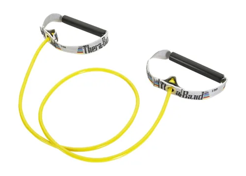Vista 11 de THERABAND Tubo de resistencia con asas, negro, nivel pesado especial, bandas de resistencia elásticas de látex de 50 pulgadas para ejercicio, bandas