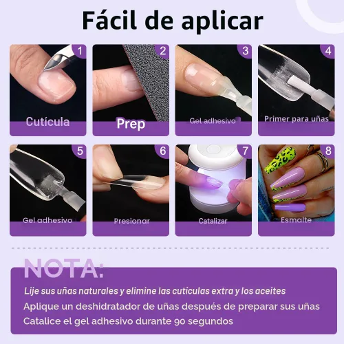 Vista 2 de BTArtbox - Uñas postizas transparentes de cobertura completa con estuche, almendra mediana, 500