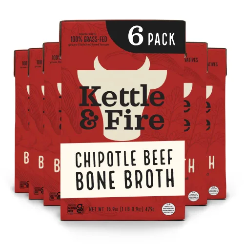 Vista 23 de Kettle and Fire Classic - Caldo de hueso de ternera, aprobado por Keto, Paleo, y Whole 30, sin gluten, alto en proteínas y colágeno, paquete de 4