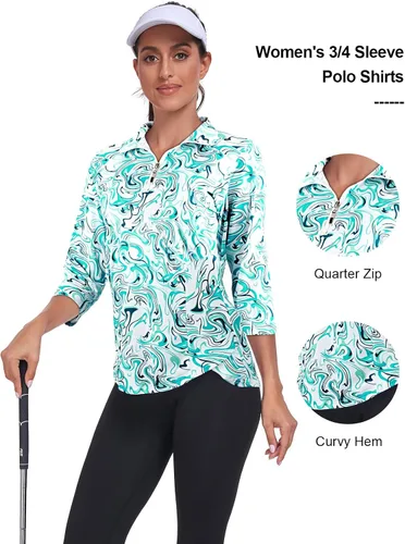 Vista 3 de Tanst Sky Camiseta sin mangas con cremallera para mujer, de secado rápido, para entrenamiento, golf, tenis, correr