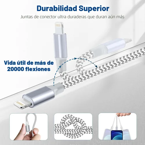 Vista 4 de [Certificado Apple MFi] Cargador corto de iPhone de 1 pie, paquete de 2 unidades, USB A a cable Lightning, cable trenzado de nailon de 12 pulgadas