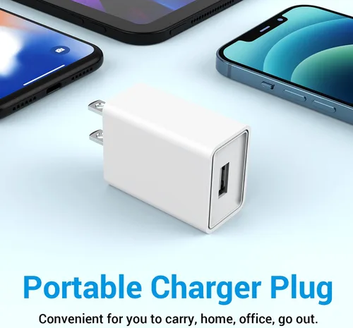 Vista 4 de Paquete de 4 cargadores de pared USB USB enchufe de pared 5V 2.1A adaptador de corriente alterna compatible con teléfonos inteligentes, relojes