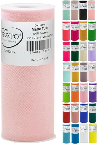 Vista 22 de Expo International Tul mate decorativo, tela de tul de poliéster ligero para tutús, disfraces y decoraciones de fiestas, lavable, fácil de usar, 6