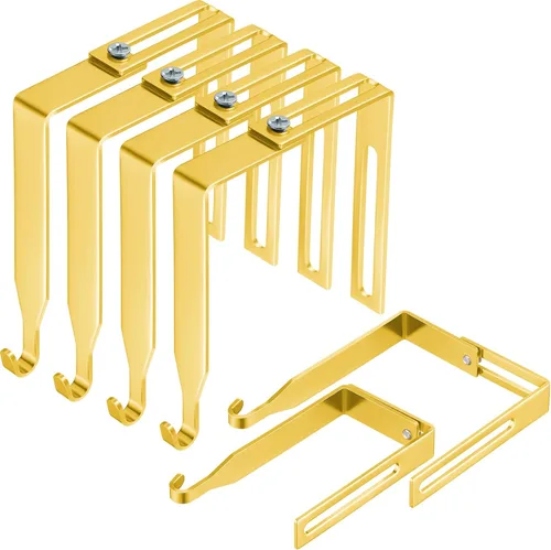 Vista 21 de Amylove 4 ganchos ajustables para cubículos, ganchos universales de metal para cubículos, para colgar puertas, ajustables para adaptarse a paneles