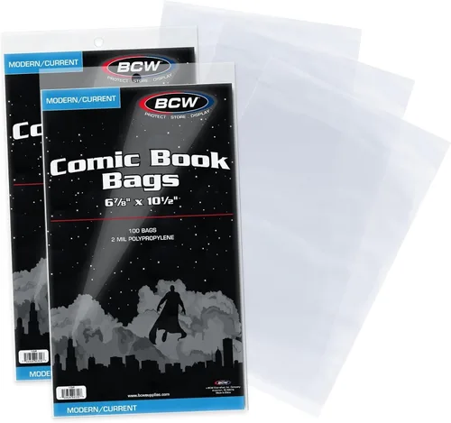 Vista 7 de BCW Bolsas de cómics actuales y modernas, 100 unidades, bolsas de cómics modernas sin ácidos para problemas actuales, exteriores de 6 7/8 x 10 1/2