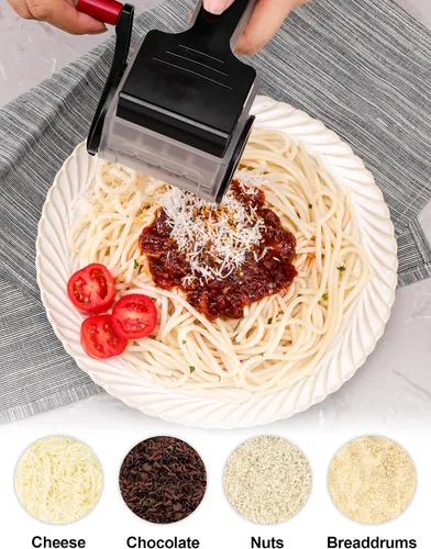 Vista 5 de GDL Rallador de queso con asa, rallador de queso parmesano compacto para cocina, apto para lavavajillas, rallador de parmesano con hoja de acero