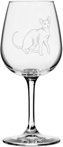 Vista 184 de Copa de vino de 12.75 onzas con temática de gato abisinio grabada para todo uso