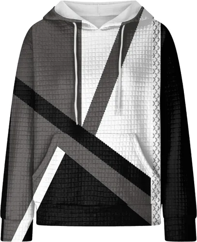 Vista 4 de Sudaderas con capucha para mujer, con cordón, de manga larga, con estampado de gofre, cómodos y elegantes con bolsillo