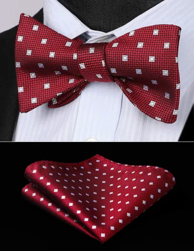 Vista 149 de HISDERN Pajaritas para hombre, diseño de lunares, corbatín y bolsillo cuadrado, clásico, esmoquin de negocios, boda, pajaritas, pañuelo