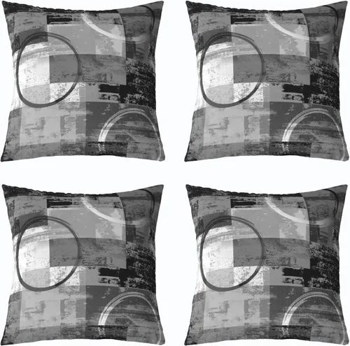 Vista 23 de Erosebridal Paquete de 4 fundas de almohada con diseño de círculos circulares y retro, color verde azulado degradado, fundas de cojín redondas Multi