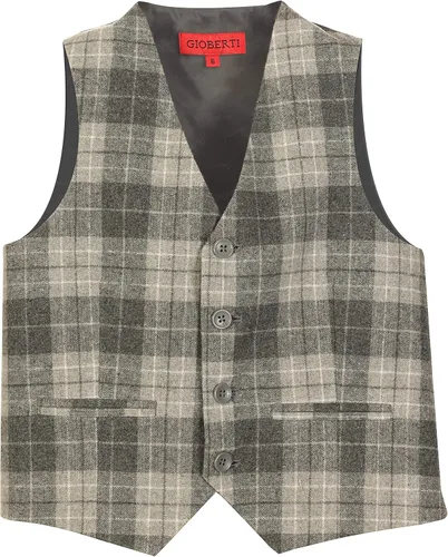 Vista 20 de Gioberti Chaleco de traje formal a cuadros Tweed para niño 63 - Gráfico Marrón