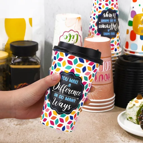 Vista 5 de Paquete de 50 tazas de café desechables de 16 onzas con tapas