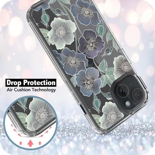 Vista 6 de RANZ Funda para iPhone 15, serie antiarañazos, a prueba de golpes, transparente de policarbonato duro + funda protectora de TPU para iPhone 15