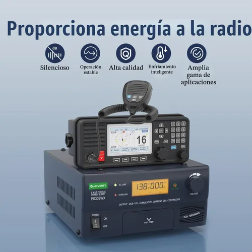 Vista 4 de PS-30SWX fuente de alimentación universal de banco regulada DC, convertidor de energía AC a DC, 13.8V (5-15V ajustable) 30A (máx.), con conector