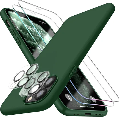 Vista 7 de Funda 5 en 1 para iPhone 11 Pro Max de 6.5, con 2 protectores de pantalla + 2 protectores de lente de cámara, funda delgada de silicona líquida a