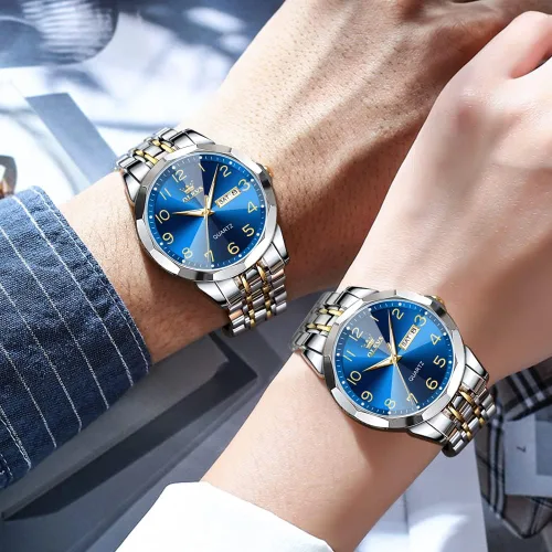Vista 5 de OLEVS Watch for Men Women Large Face Unisex Diamond Luxury Dress Analog Quartz Stainless Steel Waterproof Luminous Date Business Casual Wrist Watch