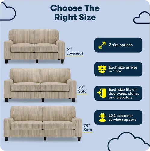 Vista 12 de Serta Palisades Sofás Tapizados para Sala, Sofá de Diseño Moderno, Tela, Beige