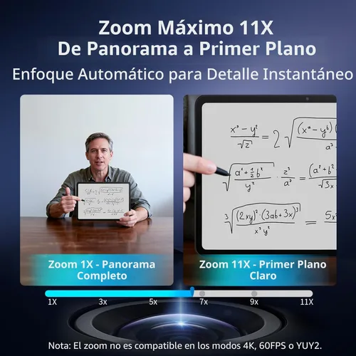 Vista 4 de EMEET C60E Cámara web de 4K de doble cámara para transmisión, cámaras de gran angular y telefoto, zoom híbrido máximo de 11X