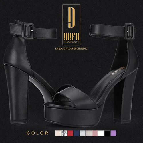 Vista 2 de IDIFU - Tacones de plataforma de 5pulgadas para mujer, sandalias Sabrina IN5 de tacón alto y grueso, correa de tobillo, zapatos sexis y elegantes