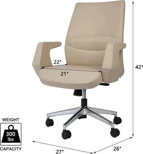 Vista 2 de LUCKYERMORE Silla de oficina ejecutiva ergonómica de cuero para el hogar, silla de escritorio con posición de bloqueo ajustable y cómoda