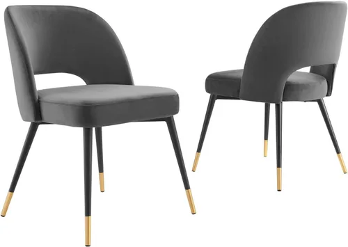 Vista 9 de Modway Rouse Performance - Silla de comedor de terciopelo en color blanco, 23 x 20 x 32