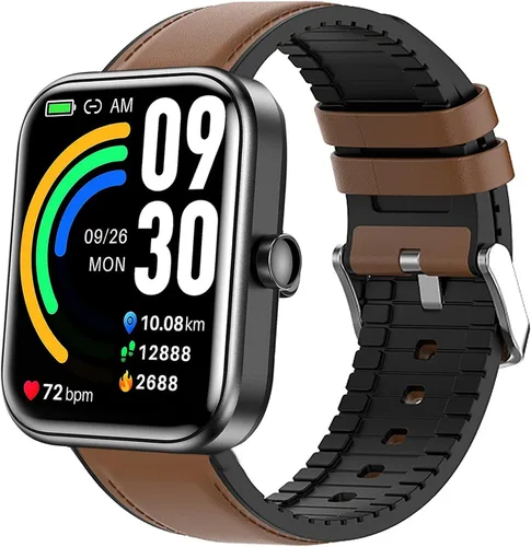 Vista 10 de Lamshaw Correa compatible con TOZO S3 Smart Watch, correa de repuesto de silicona de cuero transpirable compatible con TOZO S3, S5 Smart Watch Negro